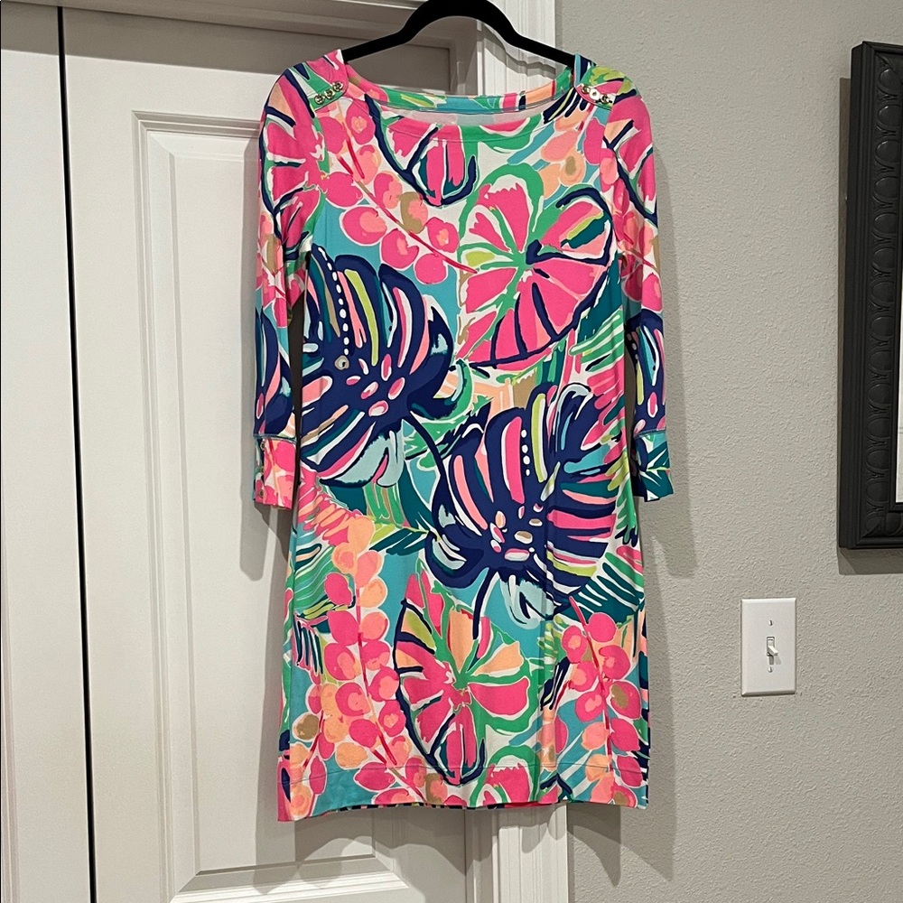 Lilly Pulitzer Pink and Blue Floral Long Sleeve Dress